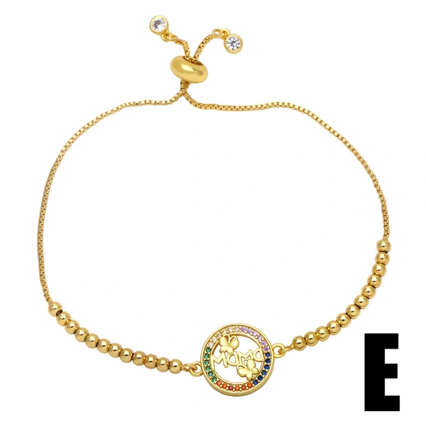 MAMA LOVE red string bracelet with colored diamonds and heart-shaped flowers for Mother's Day