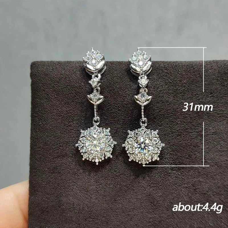 Korean fashion earrings long tassel round diamond earrings European and American flower zircon earrings wholesale