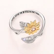  Sunflower Flower Adjustable Ring Women's Realistic Engraving Fashion Ring Popular Flower Leaf Jewelry