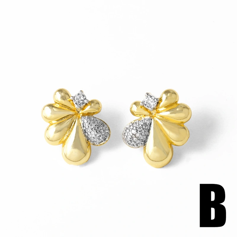 AS jewelry European and American love heart flower earrings female high-grade gold-plated zircon earrings earrings ert54