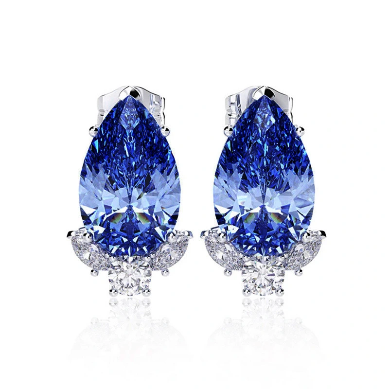 Summer new pear-shaped teardrop earrings temperament Korean all-match net red small earrings exquisite zircon earrings