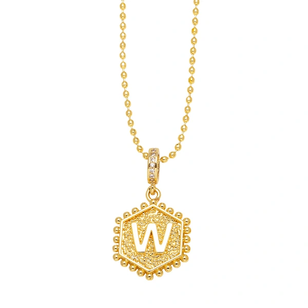 AS jewelry European and American hexagonal heart 26 English letters necklace clavicle necklace nkb296 necklace