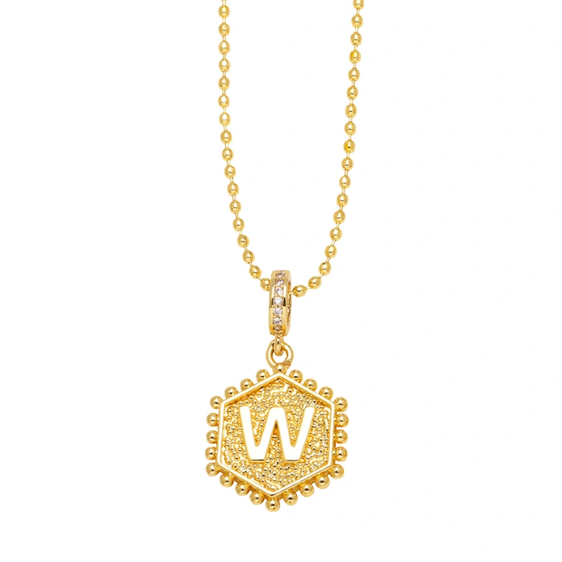 AS jewelry European and American hexagonal heart 26 English letters necklace clavicle necklace nkb296 necklace