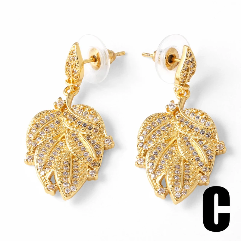 AS jewelry Europe and the United States hot selling leaf heart earrings female electroplated real gold high-end earrings earrings era390
