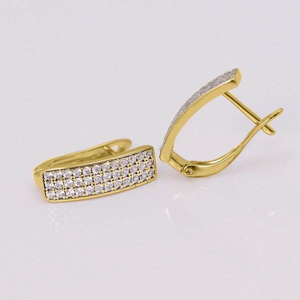  New European and American hot-selling retro temperament earrings, high-end gold earrings, three rows of densely inlaid daily earrings