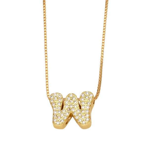 AS jewelry new arrival 26 English letters necklace gold-plated zircon inlaid hip-hop clavicle chain nkw61