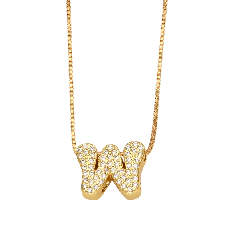 AS jewelry new arrival 26 English letters necklace gold-plated zircon inlaid hip-hop clavicle chain nkw61