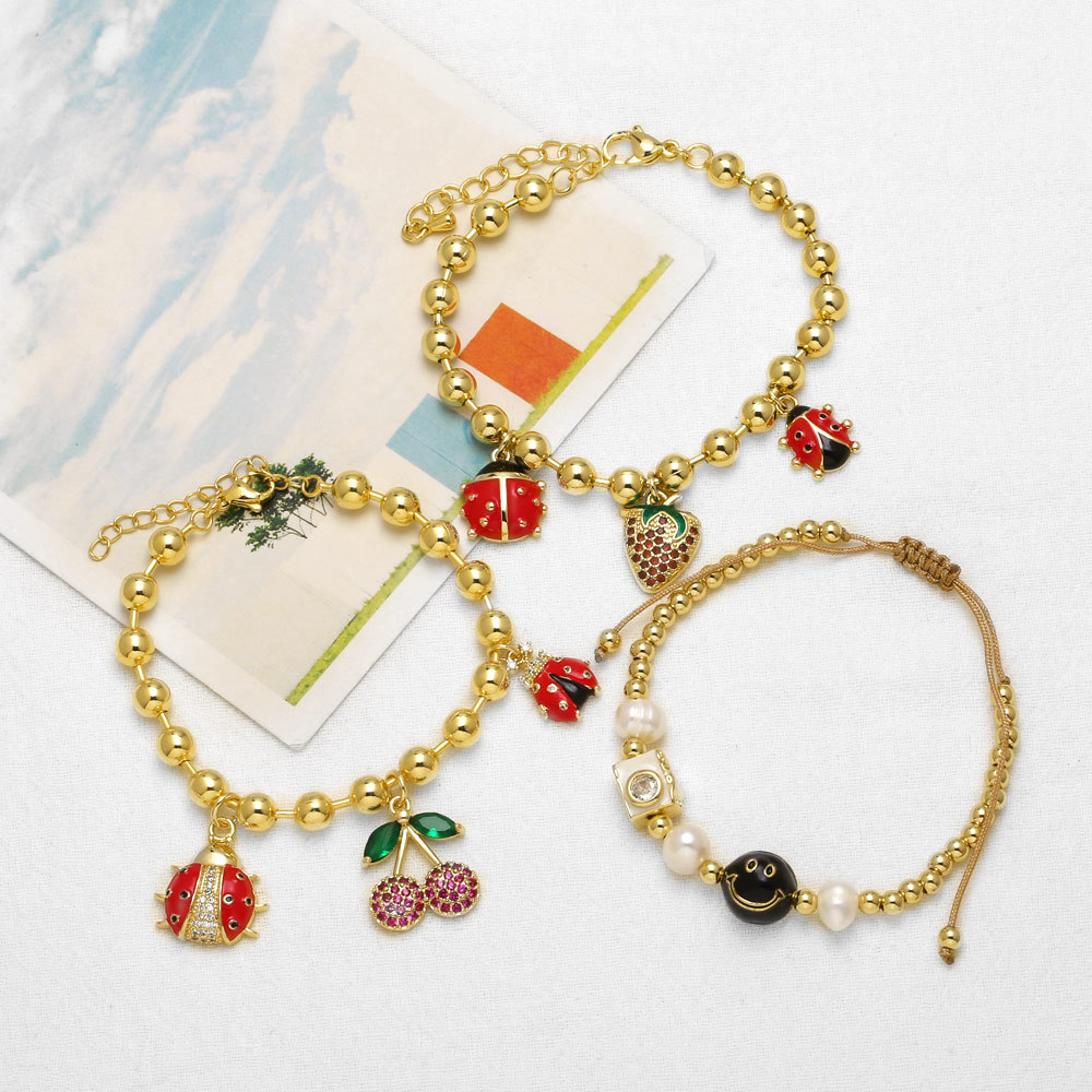 AS jewelry new gold-plated insect strawberry oil drop pendant bracelet bracelet brg27 bracelet