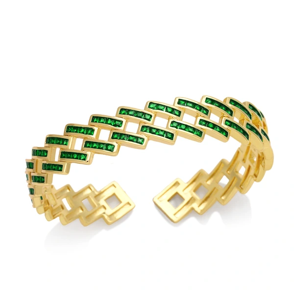 European and American jewelry full diamond zircon geometric quadrilateral bracelet light luxury niche high-end bracelet female brc29