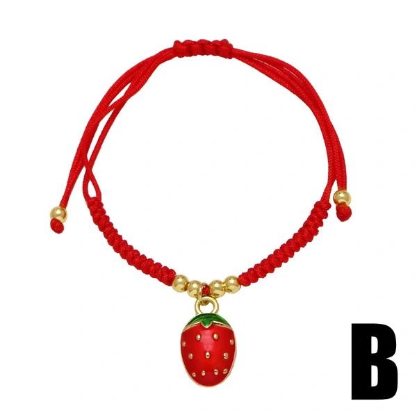 AS jewelry new fruit strawberry pendant red rope braided bracelet brj53 bracelet
