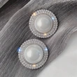  Exquisite imitation pearl earrings, circle design, micro-inlaid zircon earrings, French temperament women's trendy earrings