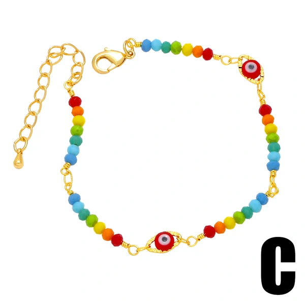 European and American hot-selling devil's eye bracelet bohemian style flower pearl splicing eye bracelet brj60