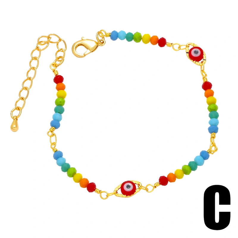 European and American hot-selling devil's eye bracelet bohemian style flower pearl splicing eye bracelet brj60