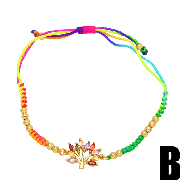 European and American braided color bracelet hand jewelry multi-color flower zircon bracelet adjustable pull bracelet brh84