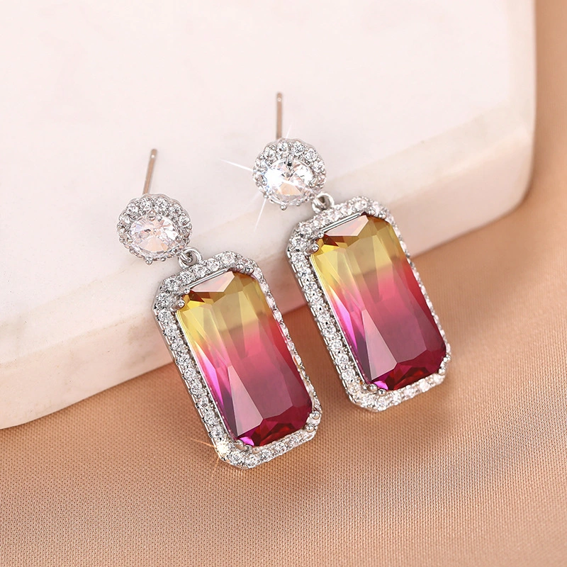  Live broadcast celebrity light luxury high-end earrings for women colorful eye-catching geometric jewelry niche hot selling super hot items