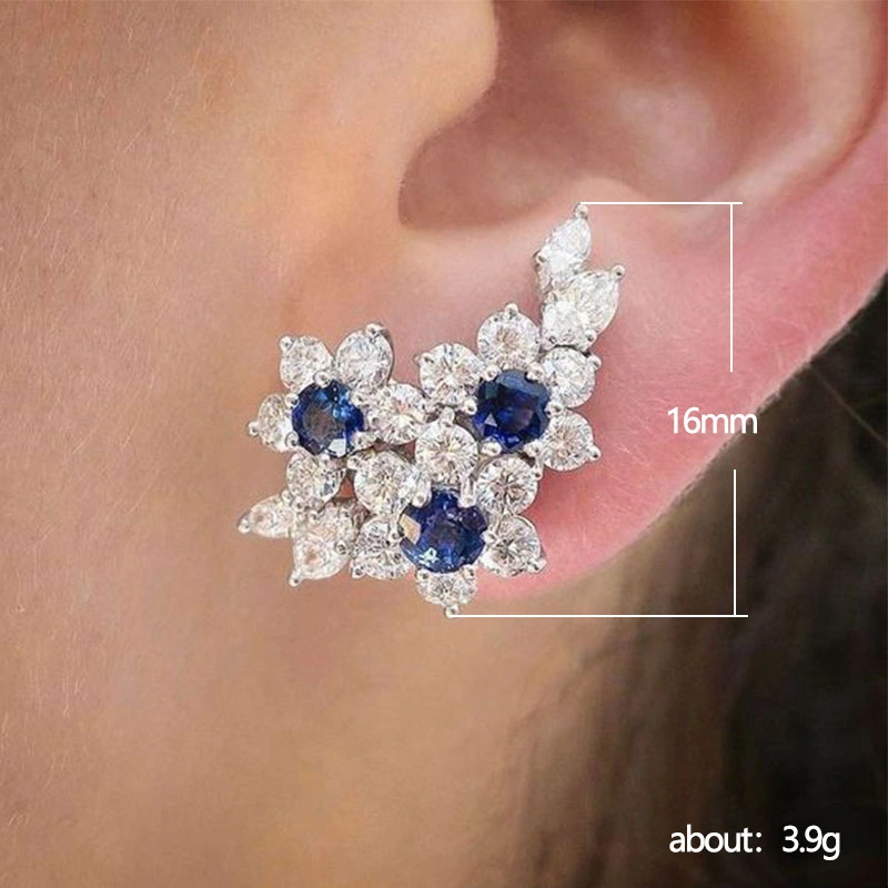 Japanese and Korean style new earrings three-dimensional flower zircon earrings flash diamond temperament autumn personality earring accessories