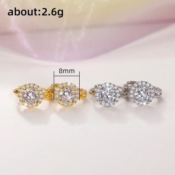 Micro-inlaid zircon and full diamond earrings, copper and gold personalized INS style all-match earrings fashion jewelry
