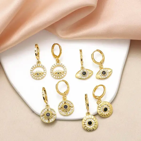 AS jewelry European and American hot devil eye pendant earrings female gold-plated zircon eye earrings era379