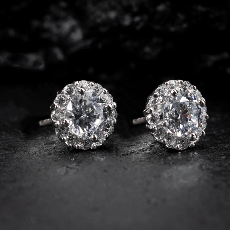 European and American round zircon earrings neutral fashion simple earrings popular design minimalist style