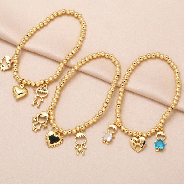 AS jewelry love boy and girl bracelet gold-plated inlaid colored zircon bracelet brf40