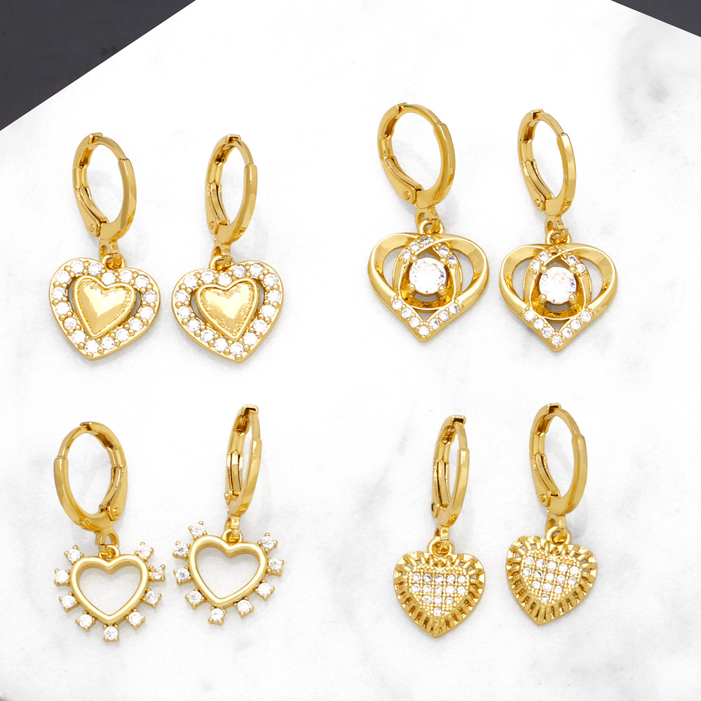 European and American e-commerce hot selling new fashion trend 18k gold versatile design spray paint heart earrings ert96