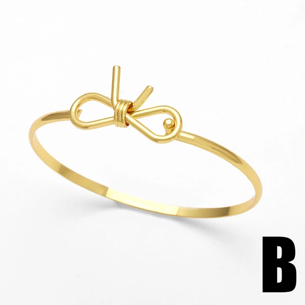 AS jewelry European and American new bow bracelet smooth copper plated 18k gold jewelry accessories bracelet brj64