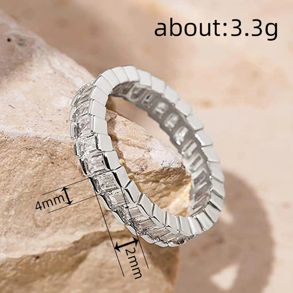   Geometric simple ring female zircon quadrilateral design sense jewelry fashion hot ring