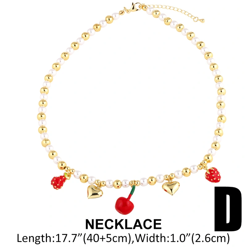 Clearance AS jewelry hot sale love fruit strawberry oil drop women's gold-plated clavicle necklace nka093