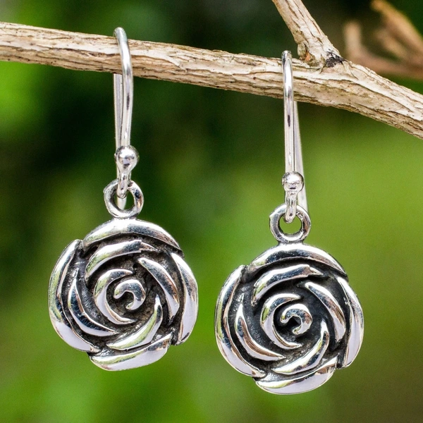  Direct selling forest retro earrings for women rose antique silver jewelry small fresh elegant lady style accessories