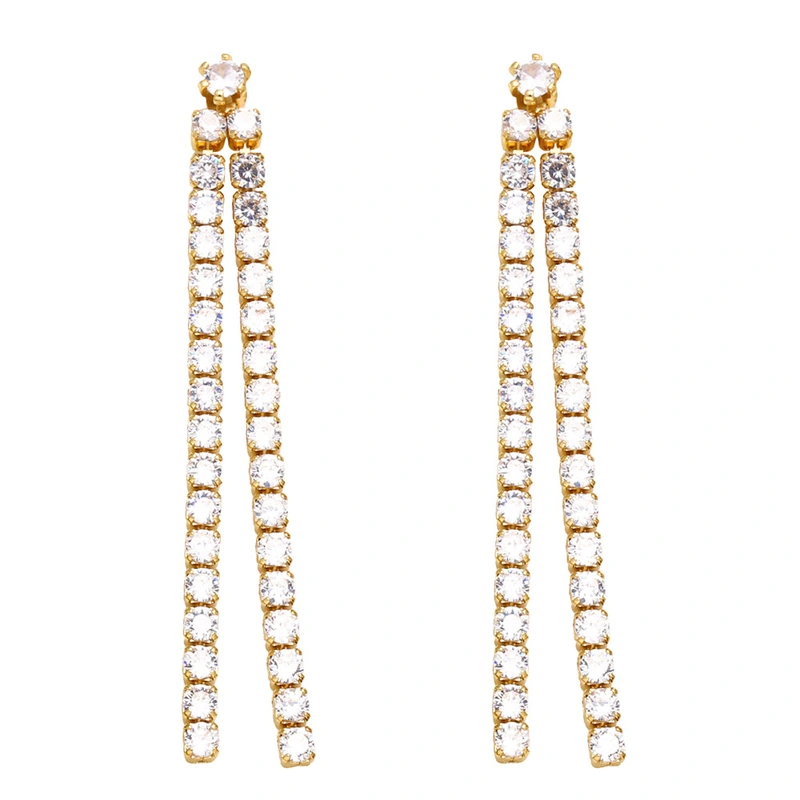 Clearance European and American jewelry long simple full diamond tassel earrings trendy niche design earrings earrings era321