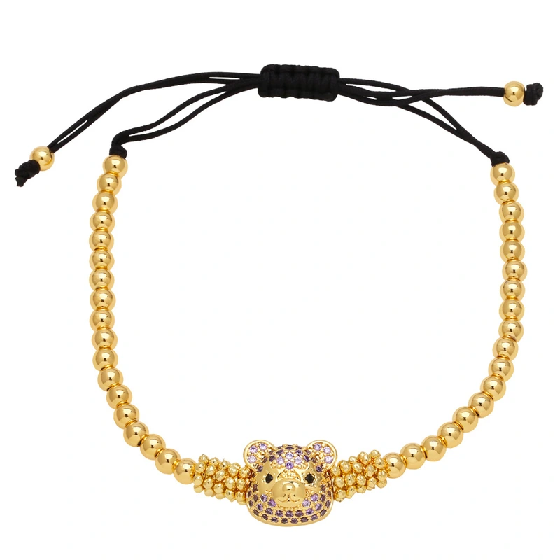 Clearance Bear Bracelet Niche Design Colored Zircon High-end Beaded Bracelet BRM46