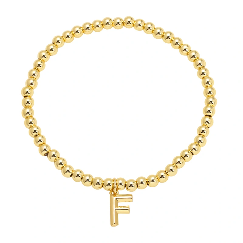 AS jewelry hot selling gold three-dimensional 26 English letters beaded bracelet bracelet brb34