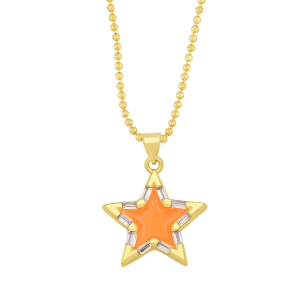 Clearance European and American spring five-pointed star necklace pendant color oil drop zircon necklace clavicle chain female nka003