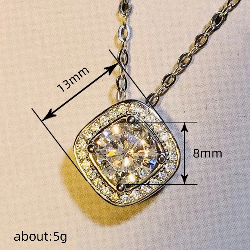  Live source square diamond geometric micro-inlaid necklace sugar cube Korean version wish women's necklace