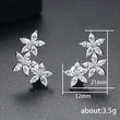 Classic retro full inlaid AAA horse eye zircon flower earrings female creative five petal flower student earrings hot sale