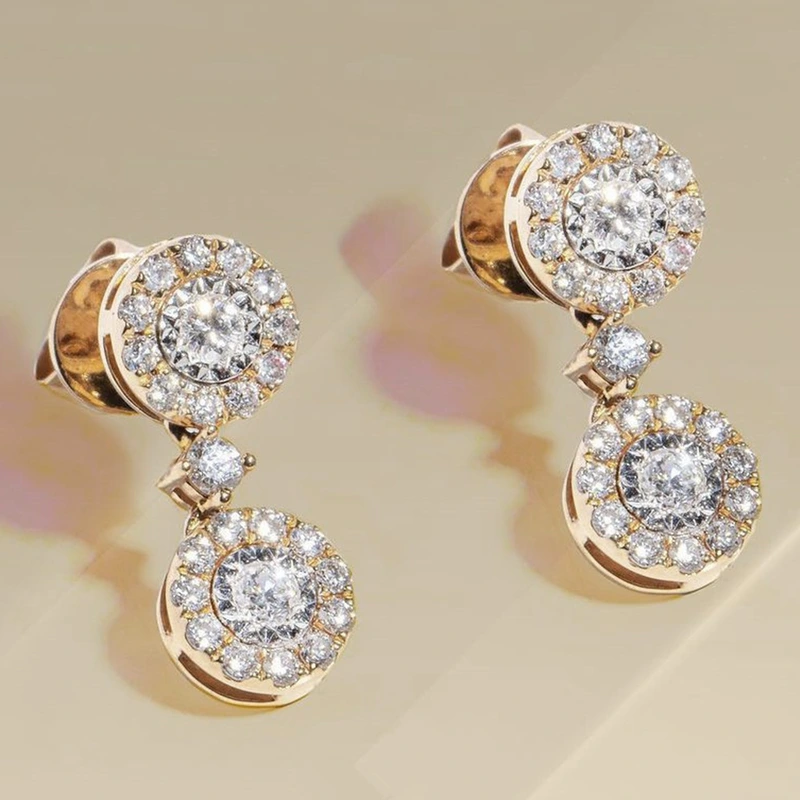 European and American fashion women's earrings full of diamonds, round zircon earrings, exquisite crystal earrings are hot selling