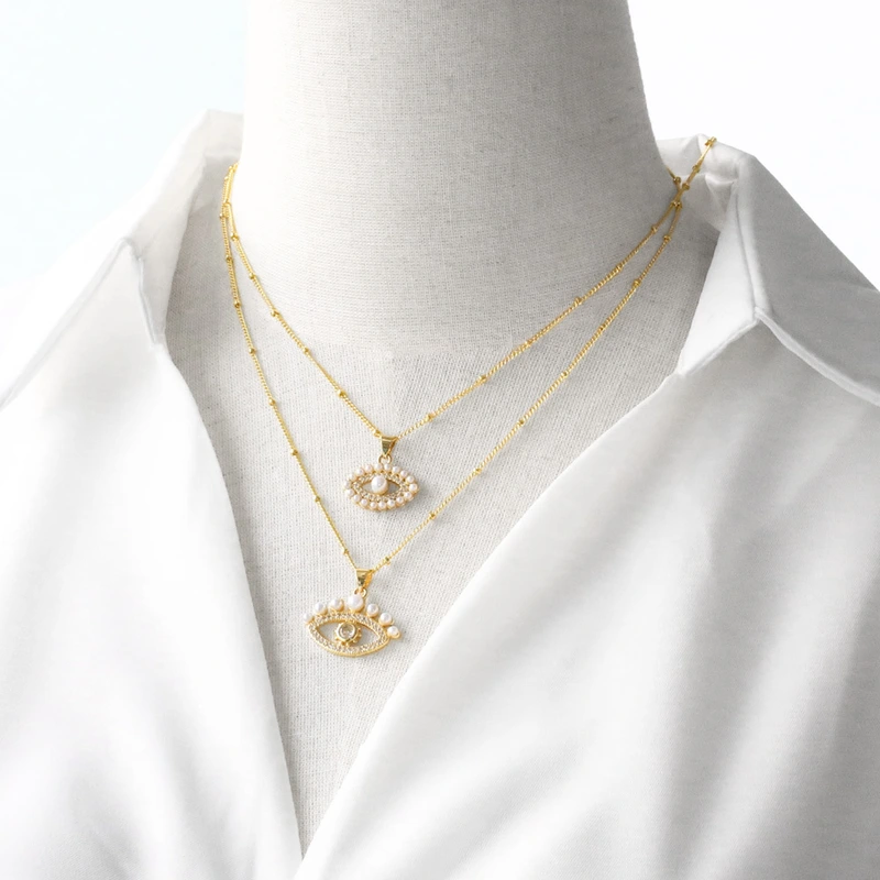 AS jewelry summer new all-match turtle devil eye pearl pendant necklace clavicle chain female nku59