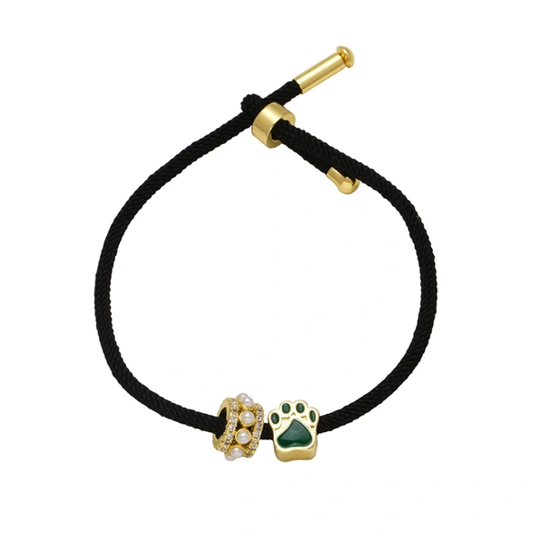 AS jewelry European and American simple fashion pearl dog paw oil drop pendant black hand rope bracelet female bra26