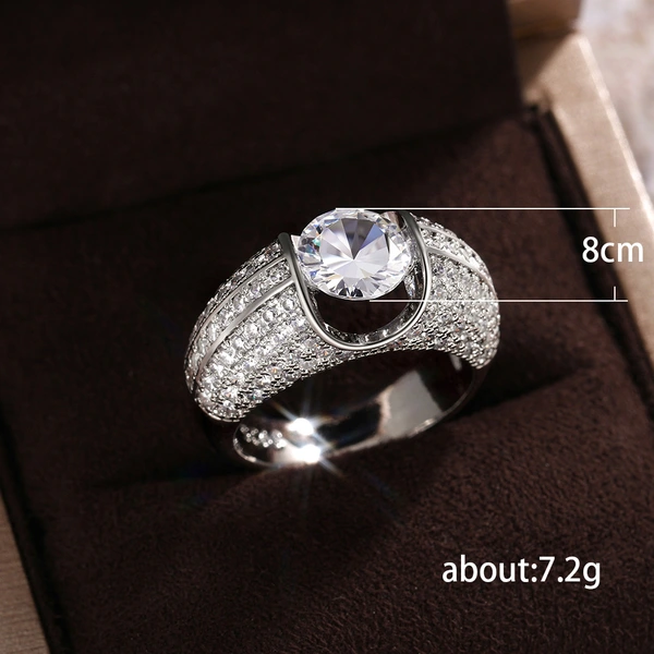 Fashionable new exquisite full-studded zircon engagement ring for women bridal jewelry wholesale