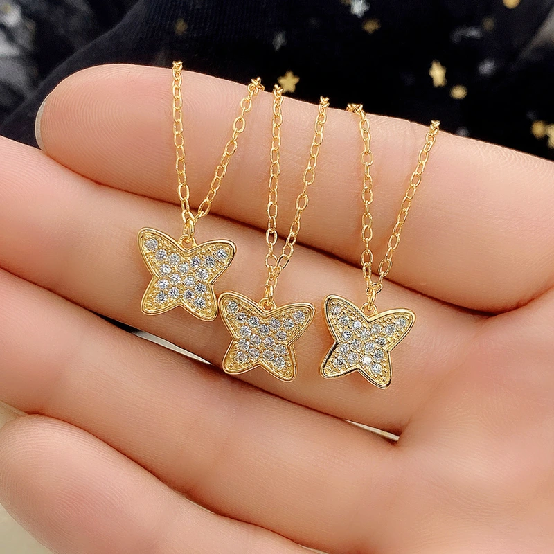 Live new product recommendation: fairy-style butterfly zircon necklace for women, sweet and versatile clavicle necklace