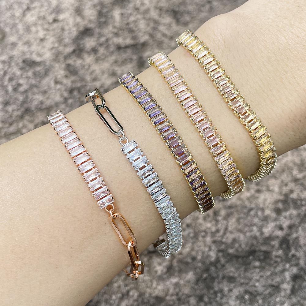 European and American jewelry retro light luxury half-spliced chain zircon bracelet fashion hip-hop geometric bracelet brg38