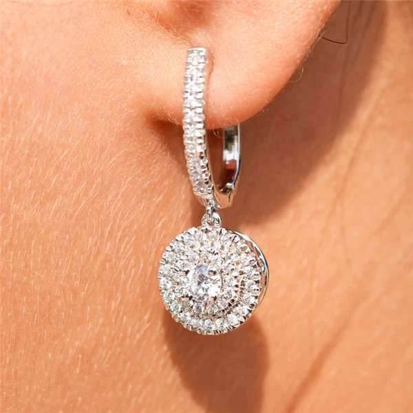 Hot selling women's earrings with full zircon inlay, elegant European and American trendy earrings, light luxury jewelry