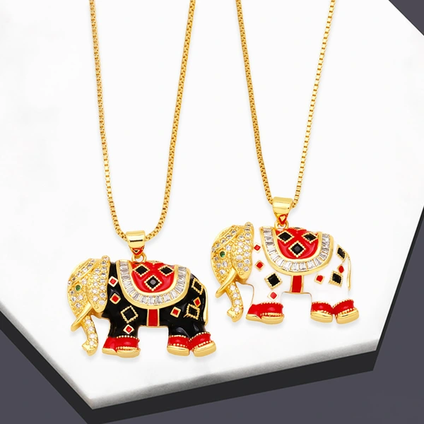 European and American autumn and winter all-match animal elephant pendant necklace style color oil drop lucky elephant necklace nkb585