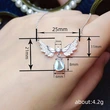  Korean exquisite wing angel necklace teardrop-shaped design imitation moonstone pendant niche sweet jewelry
