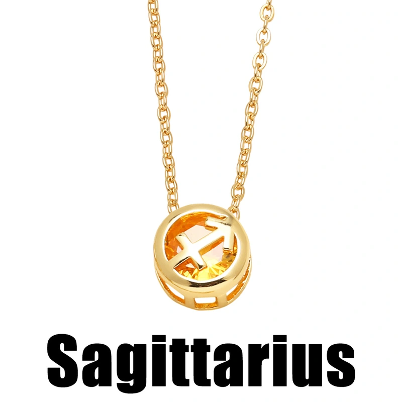 AS jewelry Europe and the United States hot selling twelve constellation necklace zircon double-sided hollow birthstone clavicle chain nkb794