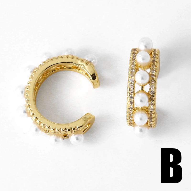 AS jewelry Europe and the United States hot selling pearl C-shaped earrings female copper plated real gold inlaid zircon earrings earrings erz97