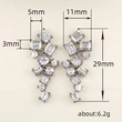 Japanese and Korean fresh and super shiny micro-inlaid zircon earrings diamond round square geometric earrings bridal earrings