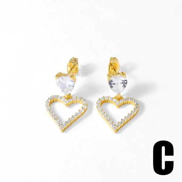 AS jewelry European and American hot-selling love heart-shaped earrings female copper plated 18k gold peach heart earrings earrings erv66