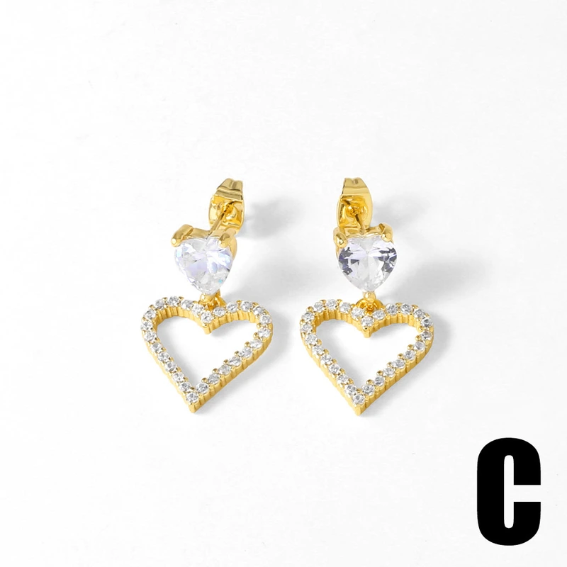 AS jewelry European and American hot-selling love heart-shaped earrings female copper plated 18k gold peach heart earrings earrings erv66