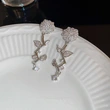  European and American rose earrings for women, fashionable and exquisite inlaid zircon earrings, shiny and elegant